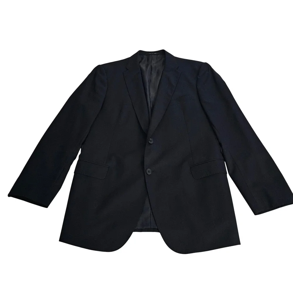Armani Collezioni Su Misura Mens Navy Blue Super 150s Wool Blazer Jacket 41R